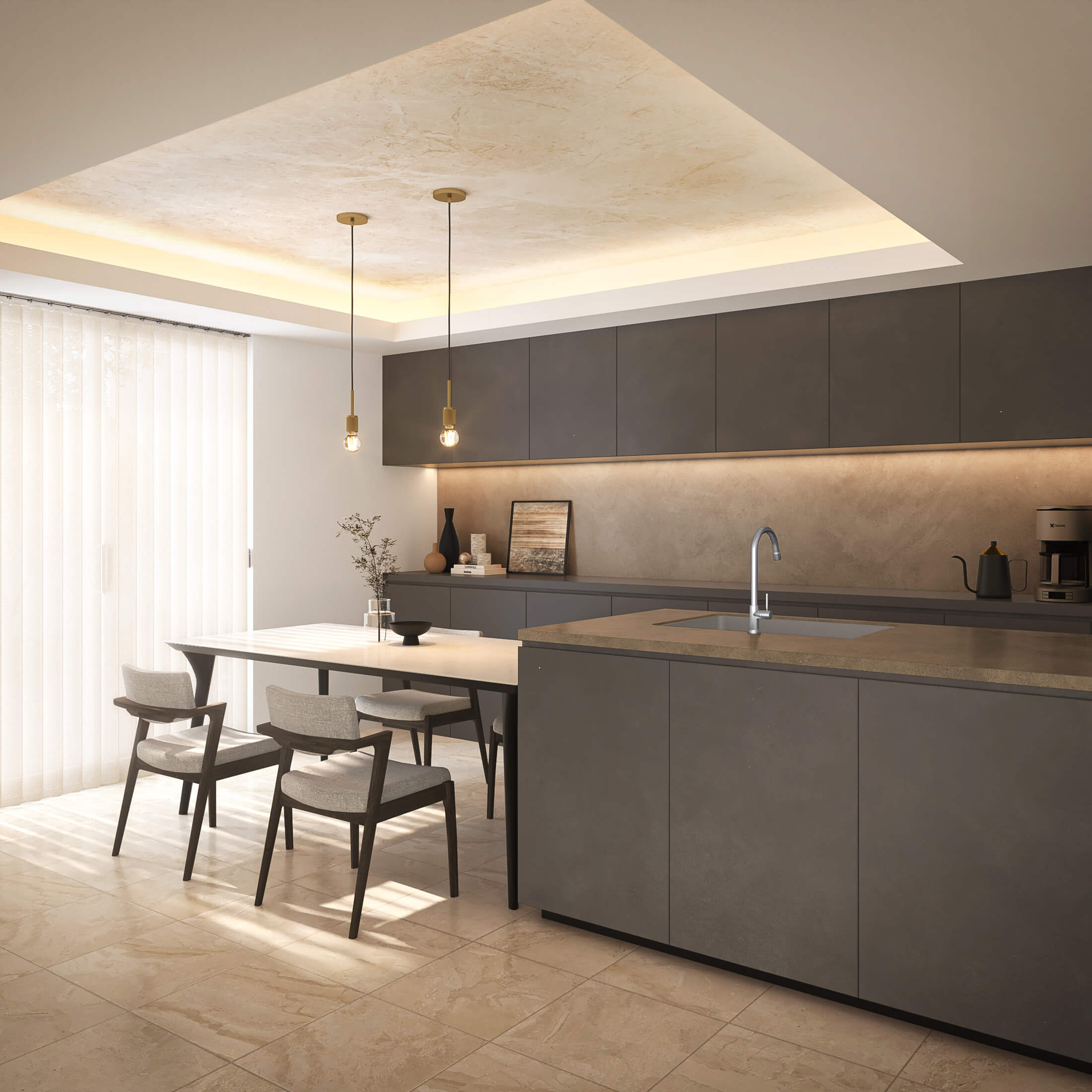 真鍮メッシュパーツがエレガントな印象 - グランツペンダントライト(S