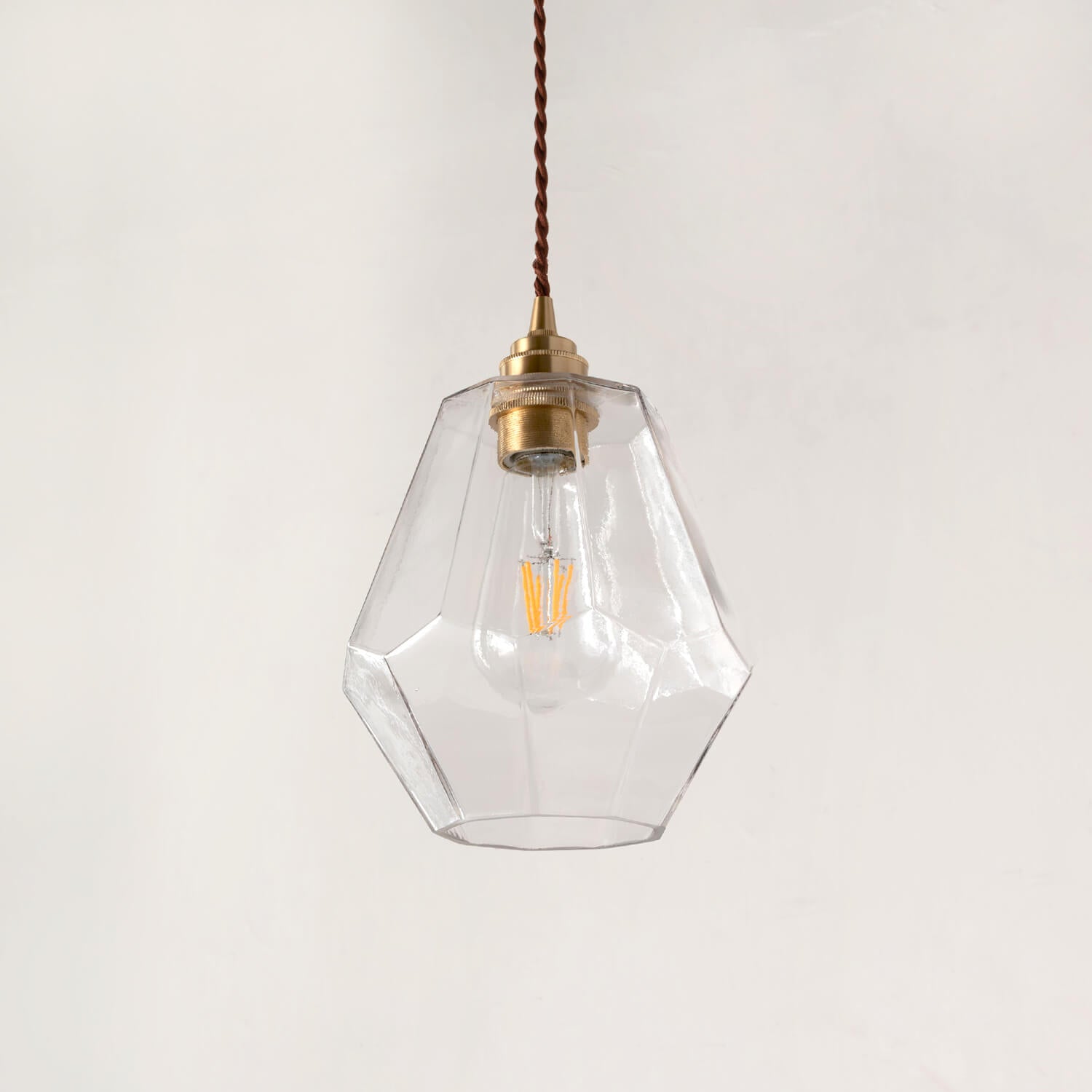 アンティーク風の多面体ガラスシェード - ヘキサムペンダントライト