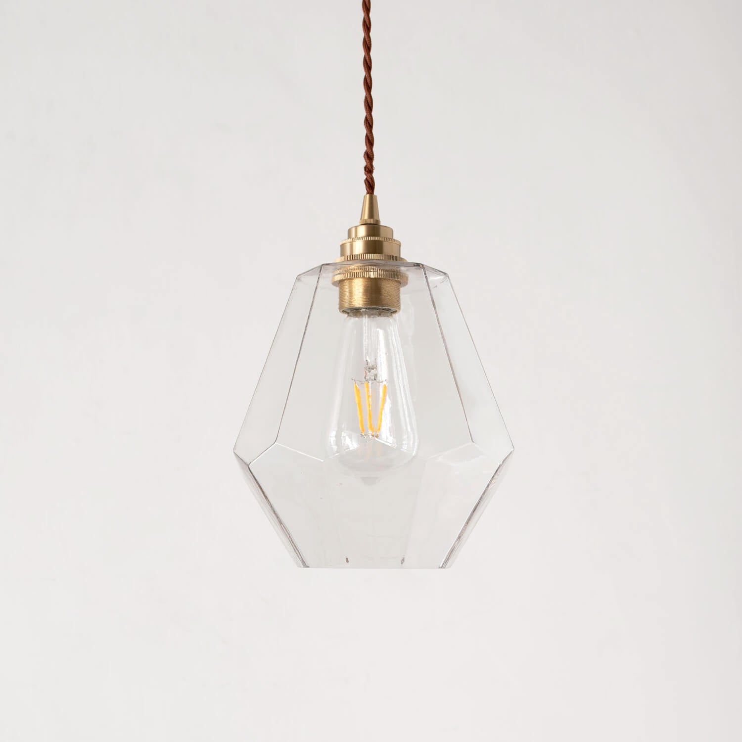アンティーク風の多面体ガラスシェード - ヘキサムペンダントライト