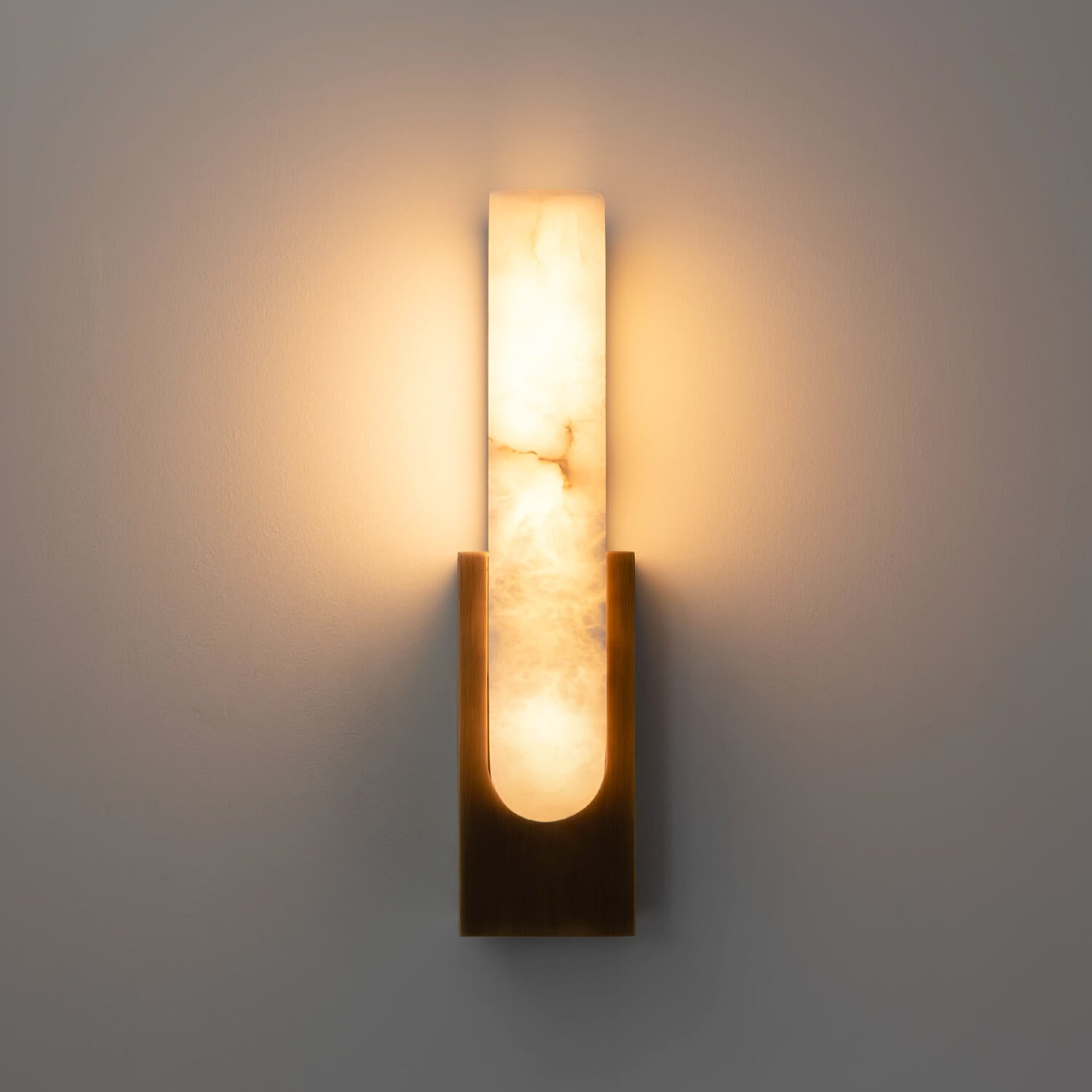 高級品　真鍮と天然アラバスターのバスクライト 当時定価255,000円 アラバスターを贅沢に使用した圧倒的な存在感を放つ壁付照明 - マレ