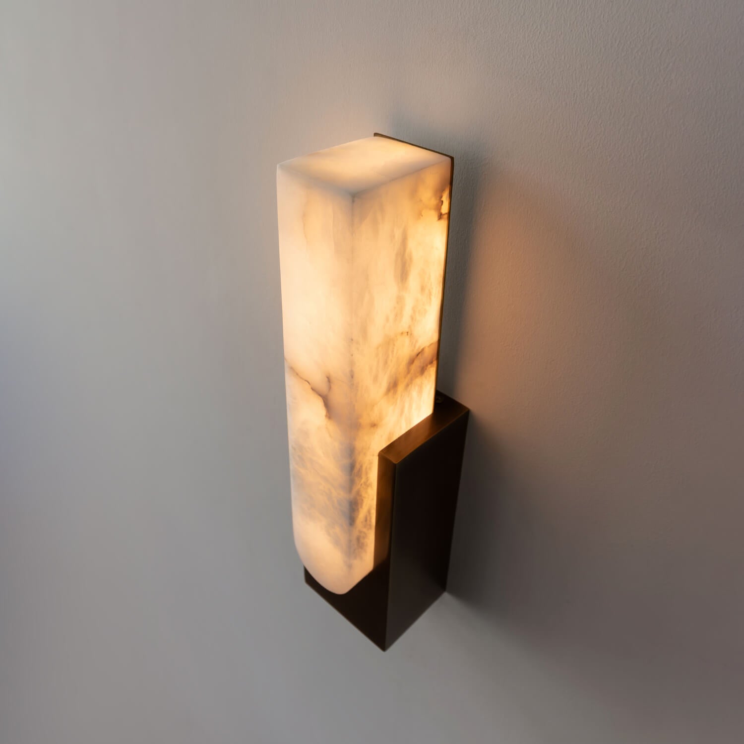 高級品　真鍮と天然アラバスターのバスクライト 当時定価255,000円 アラバスターを贅沢に使用した圧倒的な存在感を放つ壁付照明 - マレ