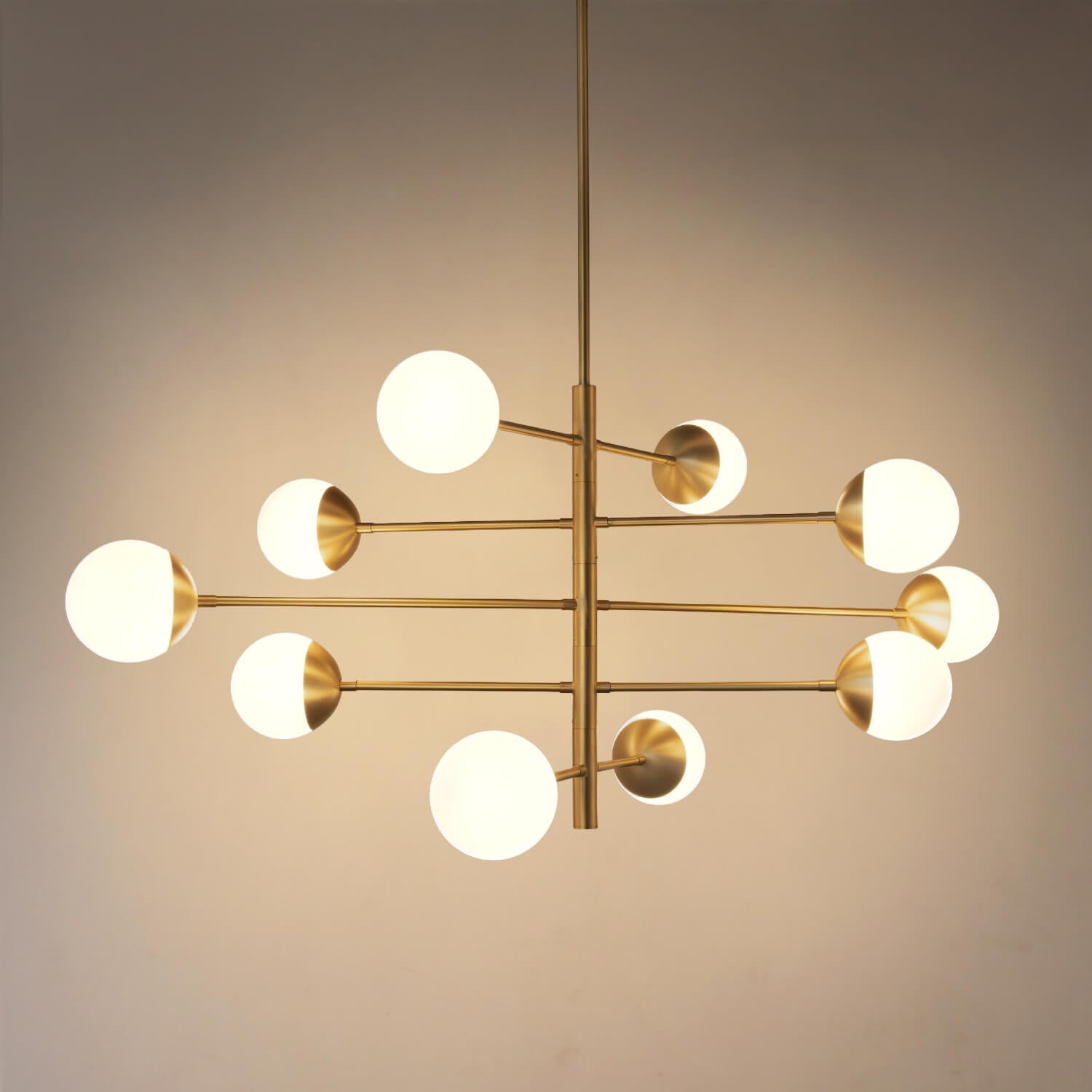 真鍮製の放射状のアームがエレガントなペンダントライト - Pm-02 (10灯