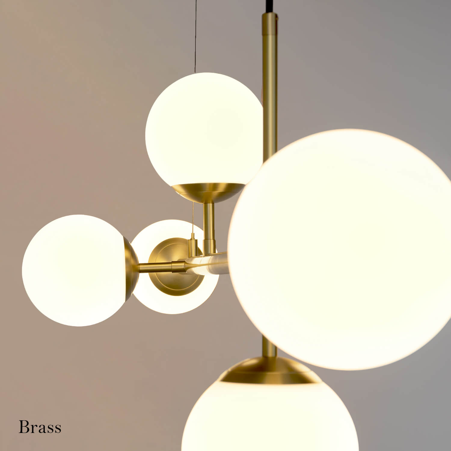 【美品】ブライトライトME + 真鍮フレームとランダムなシェードのペンダントライト - Pm-11 [Milk