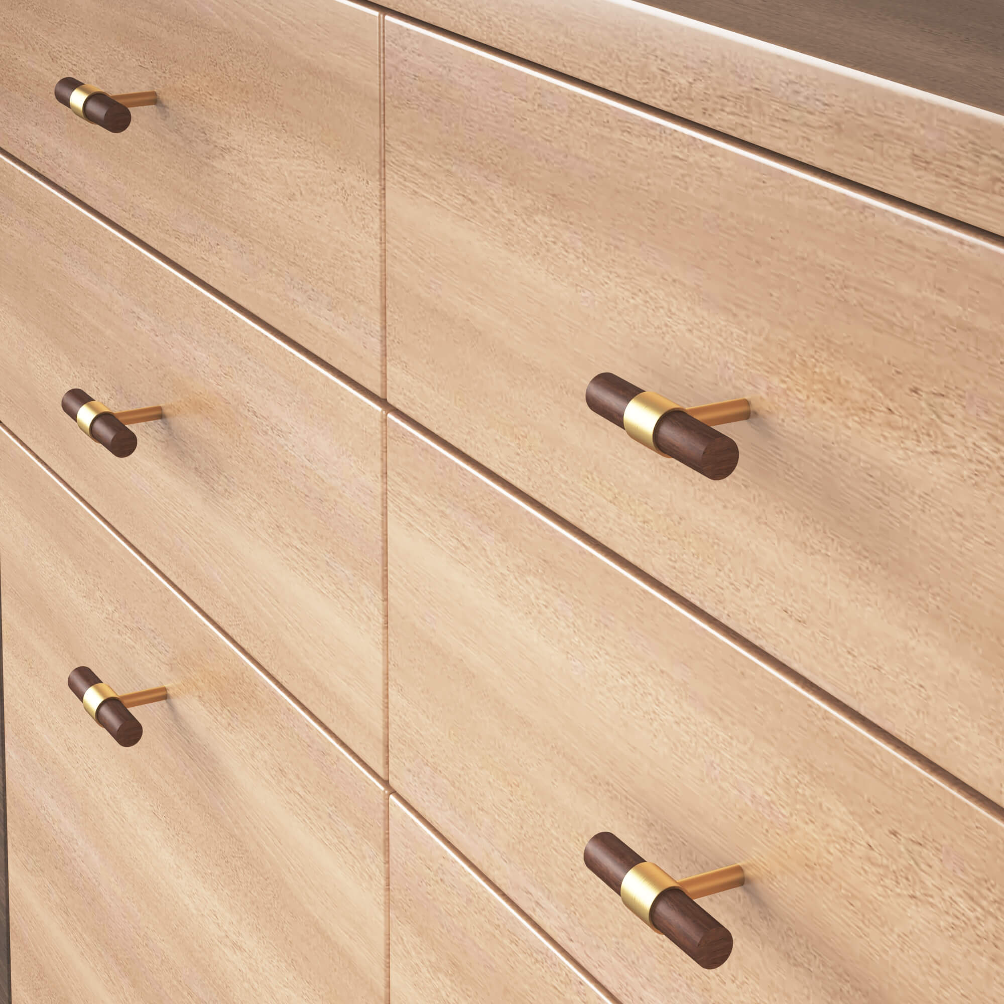 ウォールナットと真鍮の家具ハンドル - ルソールハンドルウッド(S