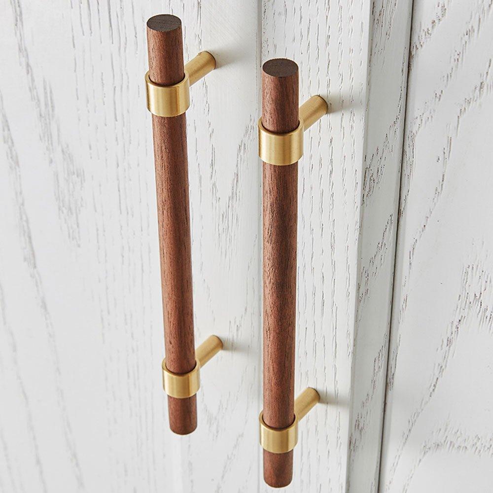 ウォールナットと真鍮の家具ハンドル - ルソールハンドルウッド(L