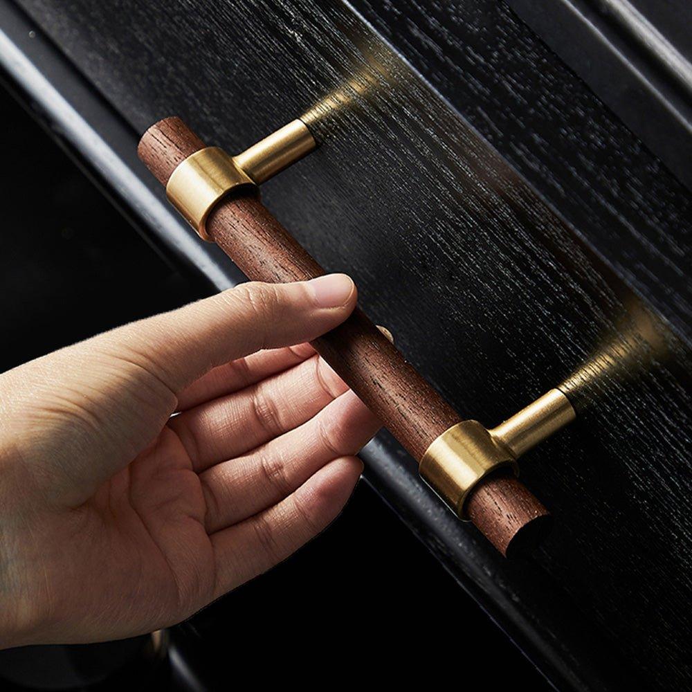 ウォールナットと真鍮の家具ハンドル - ルソールハンドルウッド(L