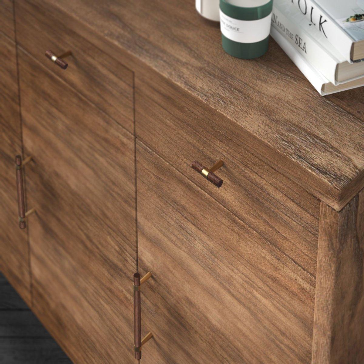 ウォールナットと真鍮の家具ハンドル - ルソールハンドルウッド(L